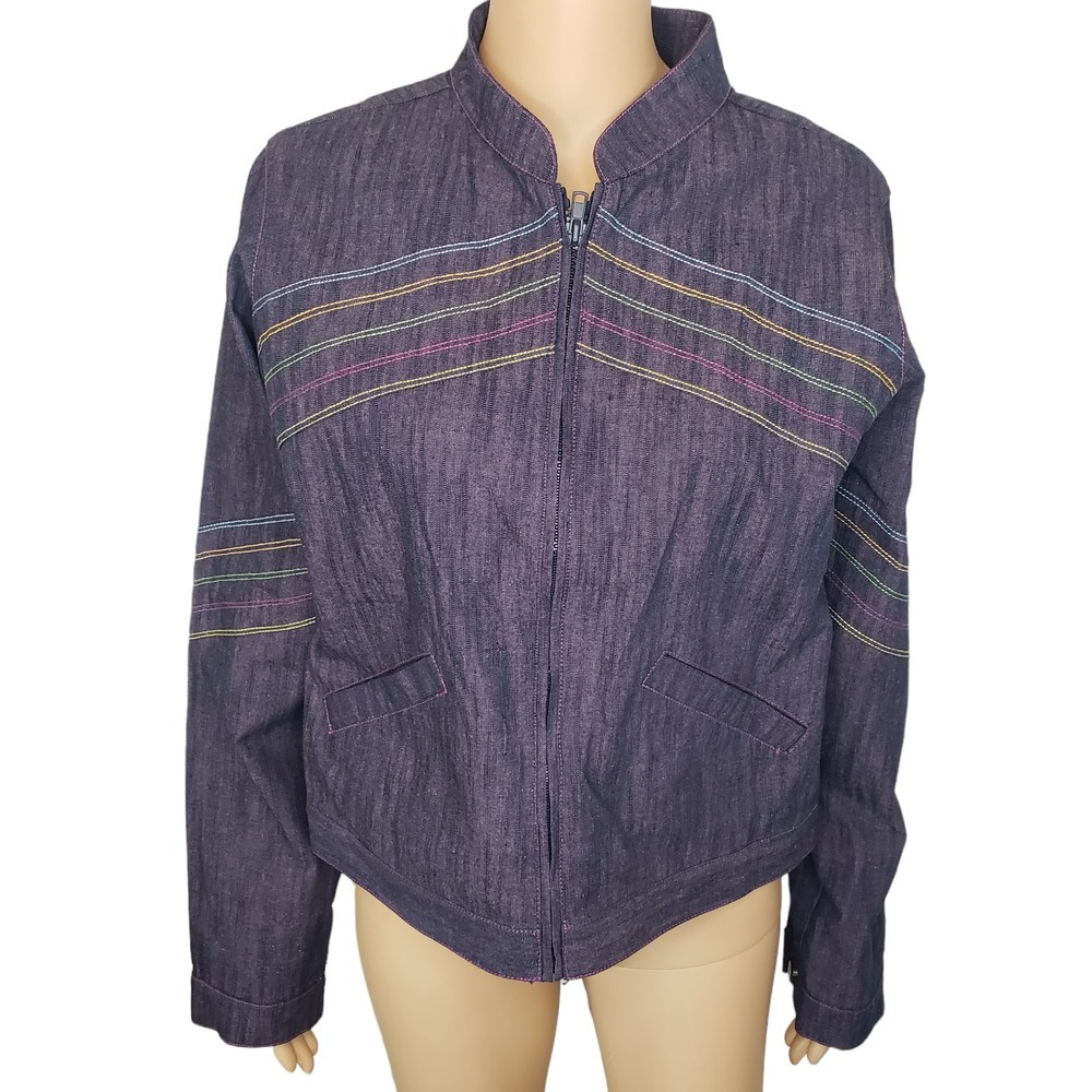 American Girl On The Go‎ Denim Jean Jacket Full Zip Pockets Button XL